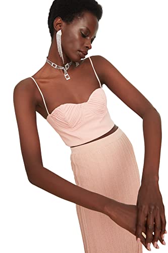 Trendyol Damski biustonosz o regularnym kroju Crop Sweetheart Woven Bustier, Łososiowy, 38
