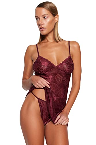 Trendyol Koszula damska Negligee-Burgundy-Plain, Burgund, M