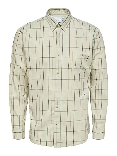 SELECTED HOMME Męska koszula Button-down, Owsianka/Checks:Big, XXL