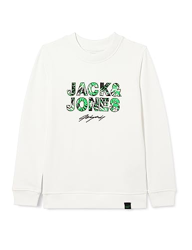 Jack & Jones Junior Chłopięca bluza Jortulum Branding Sweat Crew Neck Jnr Jortulum, Cloud Dancer, 164, Cloud Dancer, 164