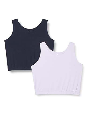 NAME IT Dziewczęcy top, Dark Sapphire/Pack: w Purple Heather, 122/128 cm