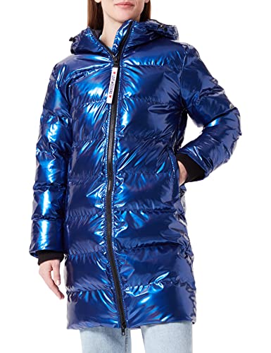 Love Moschino Super-Shiny Light Technical Fabric Zip Puller. Kurtka damska, niebieski, 38