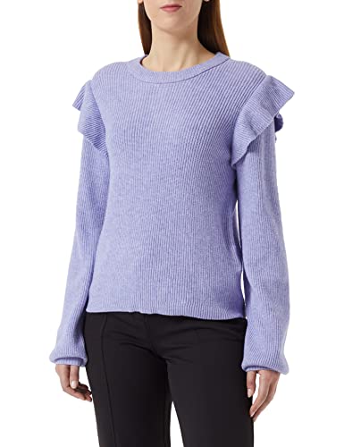 Vila Damski sweter VIRIL O-Neck Flounce Knit TOP-NOOS, Sweet Lavender/Detail:Melange, M, Sweet Lavender/Detail:Melange, M