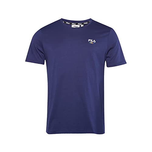 FILA Męski T-shirt BINZEN Regular Graphic, niebieski (Medieval Blue), XS, Medieval Blue, XS