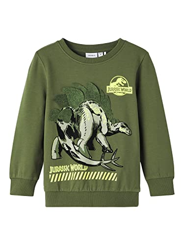 NAME IT Bluza chłopięca Nmmjovan Jurassic Sweat Unb Vde, Rifle Green, 104