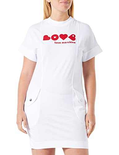 Love Moschino Damska sukienka z krótkim rękawem, Optical White, rozmiar 40, optical white, 40