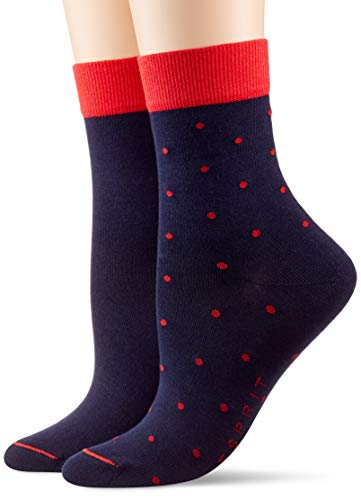 ESPRIT Small Dots 2-Pack krótkie skarpetki damskie bawełna biały czarny więcej kolorów drobne niskie wzmocnione z fantazyjnym wzorem w kropki zestaw 2 par, Niebieski (Granatowy 6120), 39-42 EU