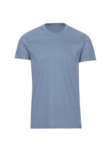 Trigema Koszulka męska - Slim Fit z okrągłym dekoltem - 637201, Pearl-Blue, M