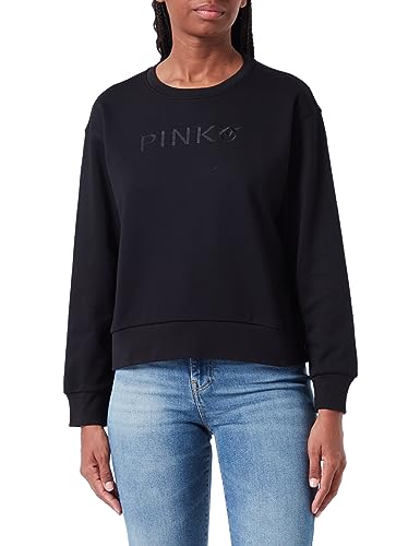 Pinko Spam Sweter Bluza Bawełna Logo Koszulka Z Długim Rękawem Kobiety Bez Szyi, Z99_nero Limousine, L