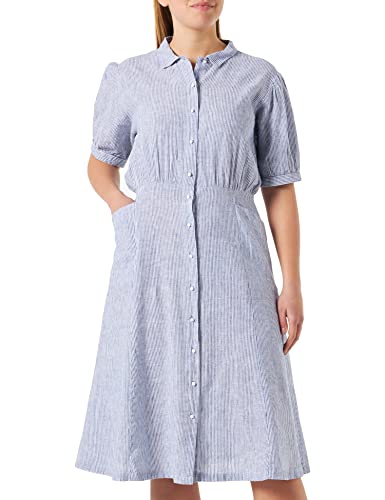 Armor Lux Sukienka z długim rękawem w paski, mikro paski Biała/Denim, 38 Kobiety, Mikro paski Biały/Denim, 36