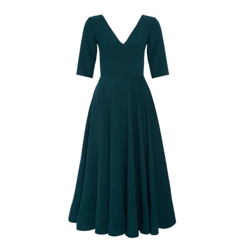 Swing Fashion Sally Rose damska sukienka midi | elegancka sukienka | odświętna sukienka | sukienka imprezowa | suknia wieczorowa | suknia ślubna | sukienka balowa | dekolt w serek | rękawy 3/4,