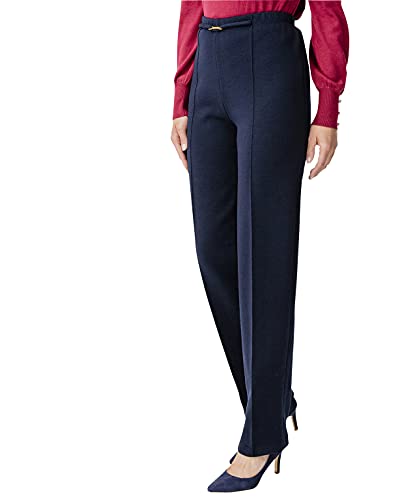 Damart - Damskie spodnie z dzianiny Milano Thermolactyll, dopasowany krój, granatowy, 36