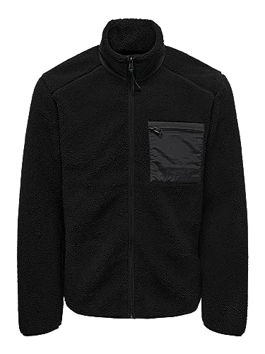 ONLY & SONS Onsdallas Sherpa kurtka męska OTW Vd polarowa, czarny, XXL