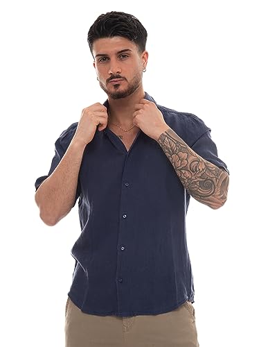 BOSS Casualowa męska koszula z krótkim rękawem Rash, Navy418, S