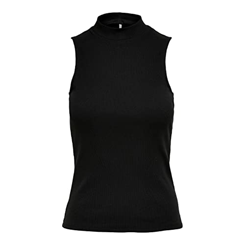 ONLY Women's ONLNESSA S/L Highneck Rib JRS Top, czarny, S