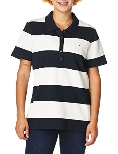 Tommy Hilfiger Damska koszulka polo z krótkim rękawem, Sky Captain/Bright White Rugby, L