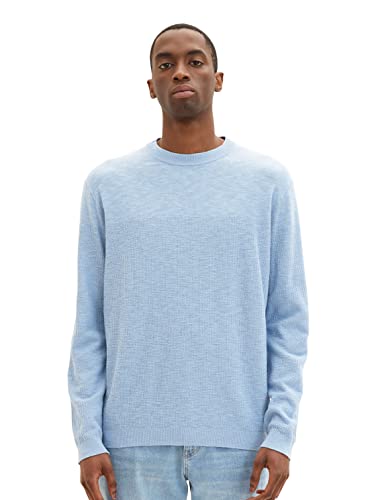 TOM TAILOR sweter męski lniany, 31401 - Helsinki Night Blue Melange, M