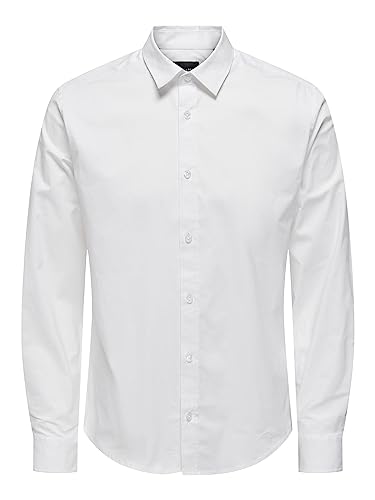 ONLY & SONS Męska koszula rekreacyjna ONSANDY Slim Fit XS-XXL czarno-biało-niebieska, biały, XXL