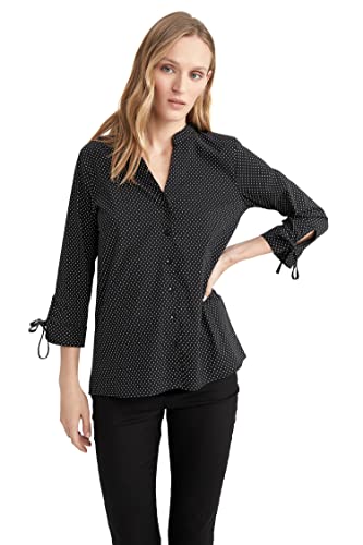DeFacto Koszula damska z tkaniny bawełnianej z długimi rękawami, czarny, 3XL