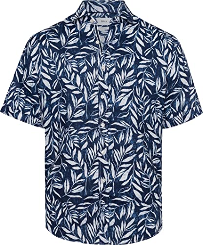 BRAX Męska koszula w stylu Hardy P Pure Linen z krótkim rękawem z lnu, Ocean, XL