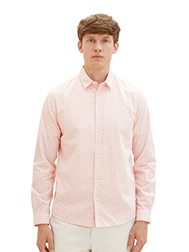 TOM TAILOR Męska koszula 1036235, 31848, pomarańczowa, geometryczny wzór, XL, 31848 – pomarańczowy wzór geometryczny, XL
