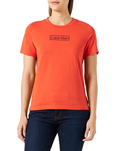 Calvin Klein Damska bluzka od piżamy z okrągłym dekoltem S/S, Fiesta, M