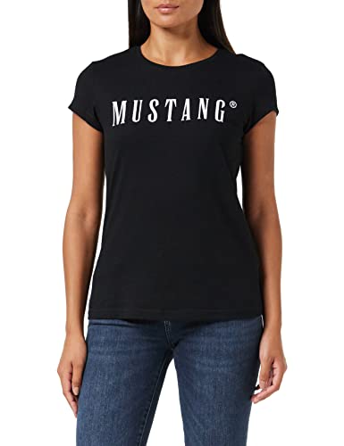 MUSTANG Damska koszulka z logo Alina C, Black 4142, XS