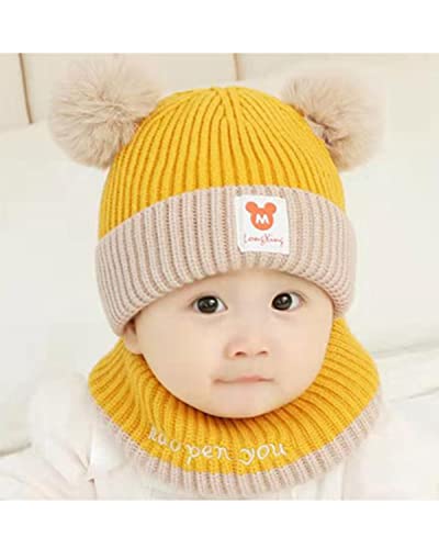 CM-Kid Unisex Baby Cold Weather Hat, Żółty kapelusz i szalik, 6-24 miesi?cy