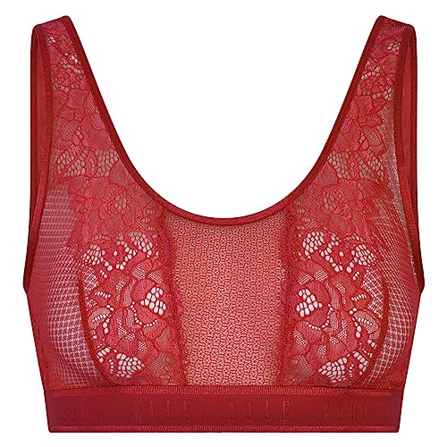 Elle - Koronkowy biustonosz damski - 24/7 Koronkowy I204 - gładki, Czerwona, S