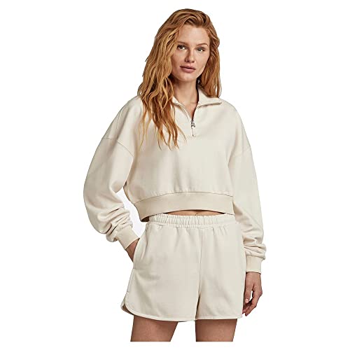 G-STAR RAW Damski sweter Cropped 1 Zip Loose Sw Wmn, beżowy/khaki (Ecru D23143-d368-159), S