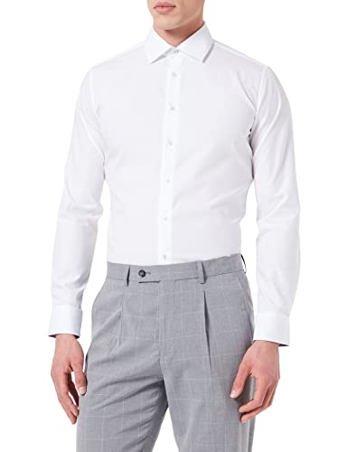 Seidensticker Męska koszula biznesowa - ekstra slim fit - nie wymaga prasowania - kołnierz kent - długi rękaw - 100% bawełna, biały, 39
