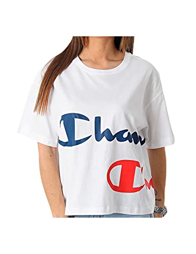 Champion Damska koszulka Legacy Heritage Block Crop Oversize S/S, biały, S