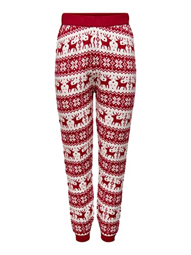 ONLY Damskie Onlxmas wygodne spodnie w kształcie płatka śniegu KNT legginsy, Papryka chili/wzór: W. Cloud Dancer, L