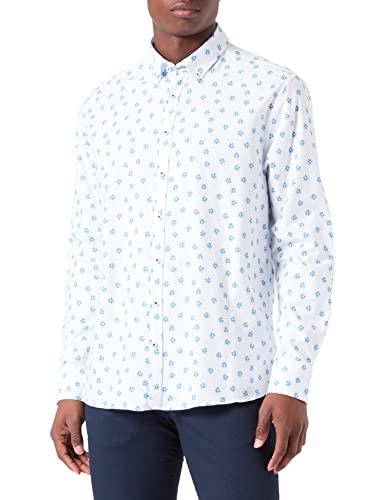 bugatti Męska koszula 9350-38701 z kołnierzem button-down, biała-10, regularna, biały-10, M