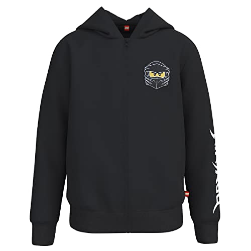 LEGO Chłopięca bluza Ninjago Jungen z kapturem LWStorm 100 kardigan sweter, 995 czarny, 110
