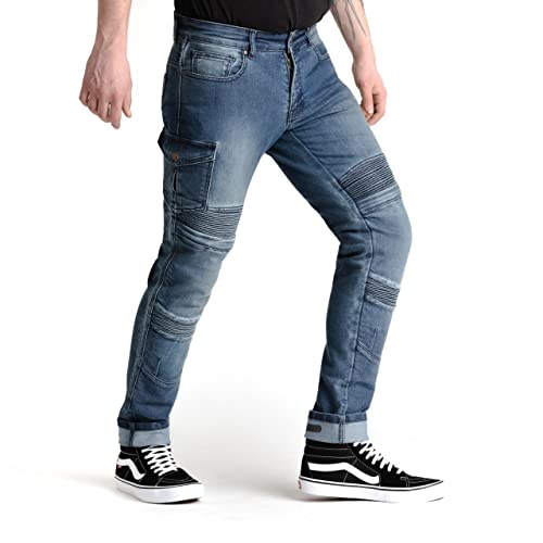 BROGER Ohio Cordura® dżinsy ochronne na motocykl z certyfikatem CE, na czas wolny i do jazdy na motocyklu, Aramid Dupont Kevlar, z zbrojeniem SAS-Tec kolana, ochrona kości ogonowej, odblaskowe