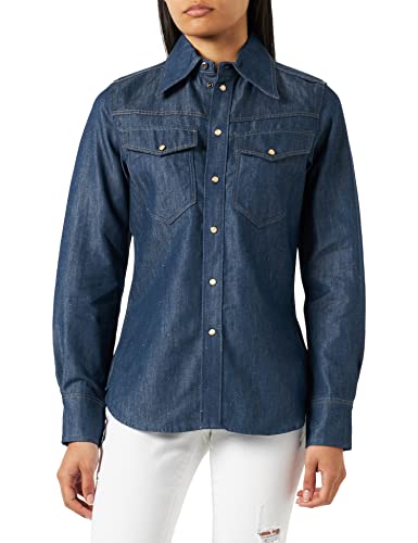 G-STAR RAW Koszulka damska 70's Slim Shirt, niebieska (raw Denim D303-001), L, niebieski (Raw Denim D303-001), L