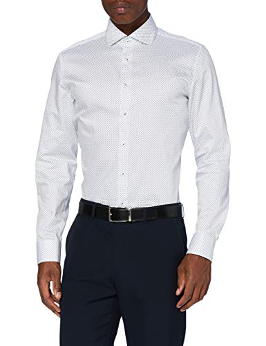 Seidensticker Męska koszula biznesowa, łatwa do prasowania, wąska koszula, krój slim fit, długi rękaw, kołnierz Kent, 100% bawełna, granatowy, 37