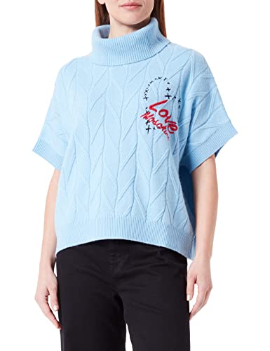 Love Moschino Damski sweter oversize fit turtleneck Whit Heart and Logo Embroidery O sweter, jasnoniebieski, 42