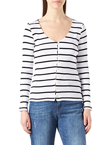 Naf Naf T-shirt damski, ecru/czarny, XS