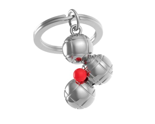 Meta[l]morfose METALMORPHOSE - Brelok do kluczy srebrnych kul do petanque i czerwonej świnki - MTM141