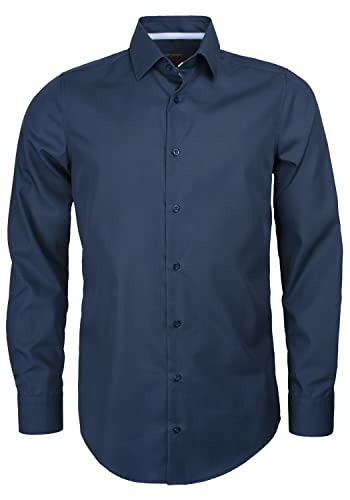 Roy Robson Męska koszula z bawełny, krój slim fit, długi rękaw, nie wymaga prasowania, 5010-1258, granatowy, 44