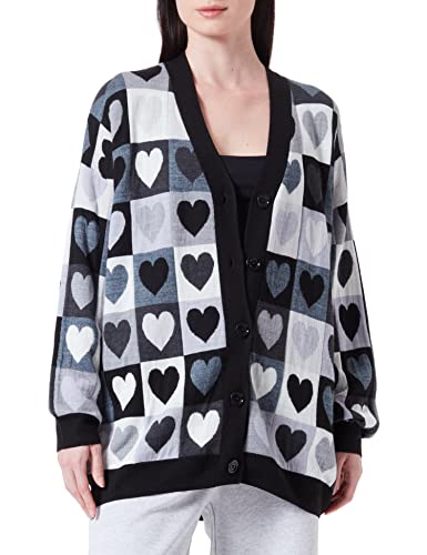 Love Moschino Damski kardigan Maxi z długim rękawem, Szare serca, 46
