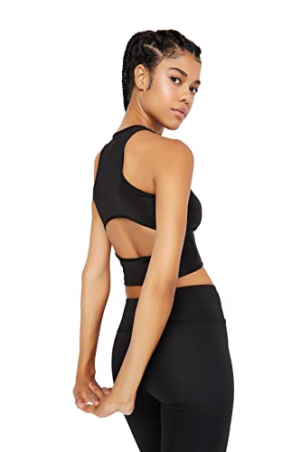 TRENDYOL Damska bluzka sportowa Black Cut Out z detalami, czarny, M