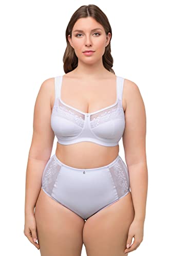 Ulla Popken, Damski, duże rozmiary, biustonosz odciążający, haft, śnieżnobiały, 125D