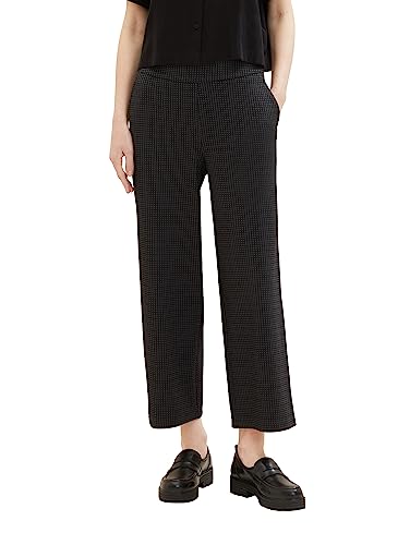 TOM TAILOR Damskie spodnie Culotte ze wzorem w kratkę, 33237-Grey Black Tiny Ck Check, 38W / 28L