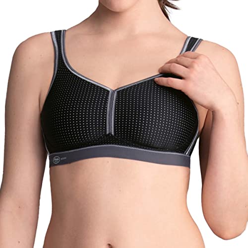 Anita - Damski biustonosz sportowy Performance – wysoka siła podparcia, czarny/antracytowy, 80F