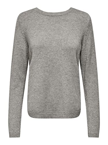 ONLY Damski sweter ONLLEVA L/S Back Detail EX KNT, Medium Grey Melange, M, Medium Grey Melange, M