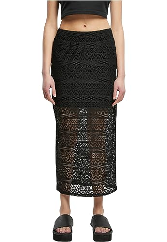 Urban Classics Damska spódnica ze stretchu Crochet Lace Midi, czarny, 3XL