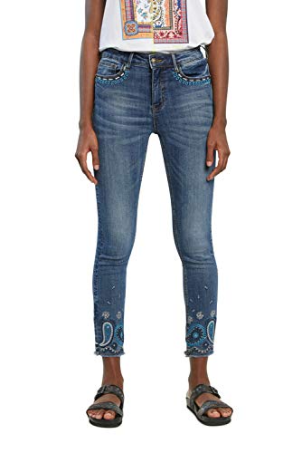 Desigual Damskie spodnie denim_do kostek na co dzień, NIEBIESKI, 46